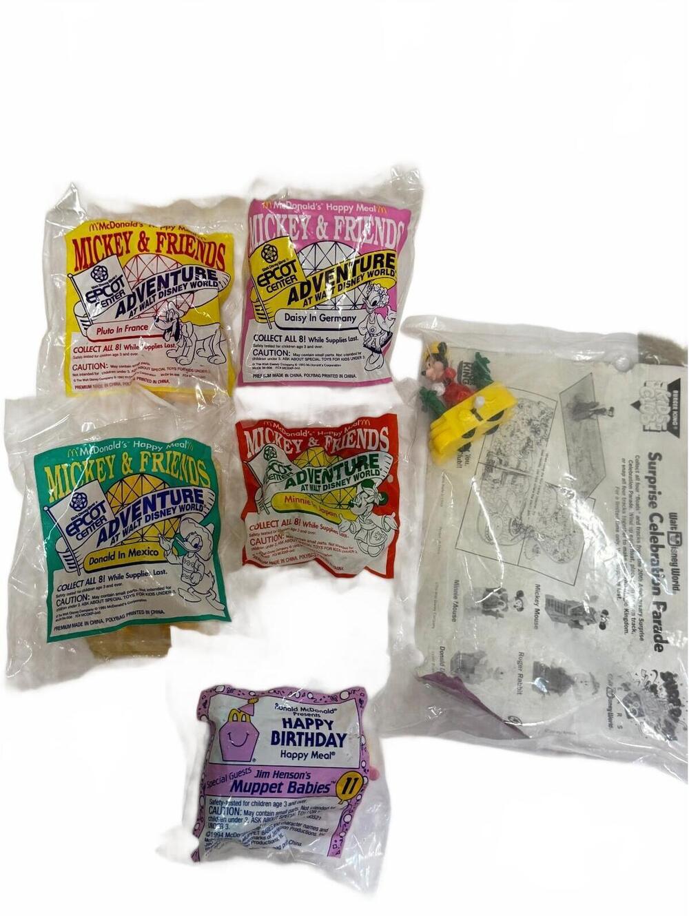 Vintage Fast Food Toy Lot Disney Epcot Muppet Babies Burger King Sealed 93,94